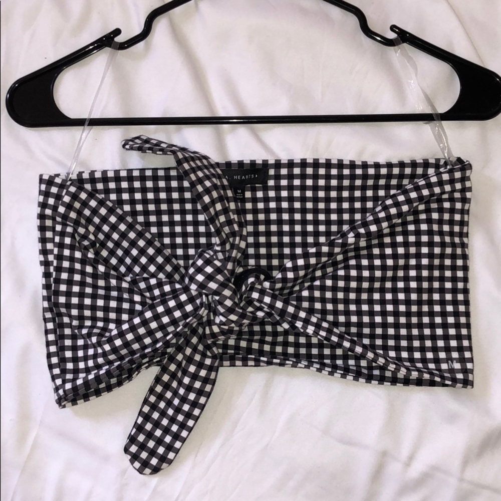 La hearts plaid tie front bralette - Picture 1 of 1